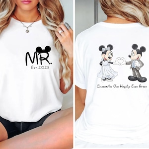 Two Sided Mr and Mrs Custom Est Shirts, Disney Honeymoon Couple Shirt, Honeymoon Matching, Just Married, Disney Wedding, Disneyland Vacation Bild 3