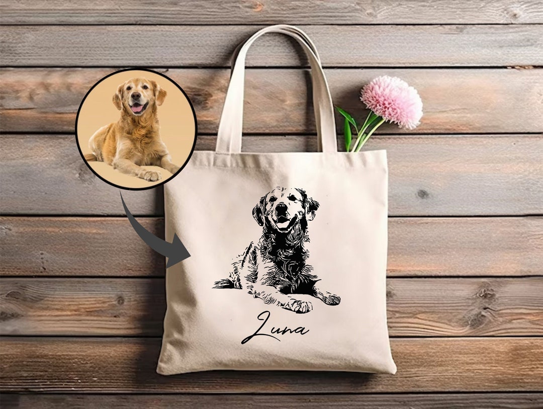 Personalized Pet Photo Tote Bag, Dog Mom Tote Bag, Dog Owner Gifts, Dog ...