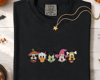 Embroidery Disney Halloween Shirt Embroidered Mickey And Friends Comfort Colors Shirts Disney Characters Halloween Disney Vacation Shirts