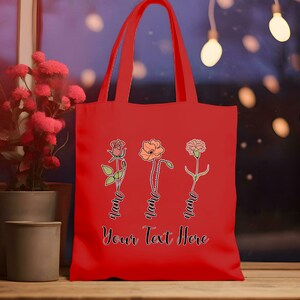 Custom Birth Month Flower Tote Bag, Name Tote Bag, Personalized Tote ...