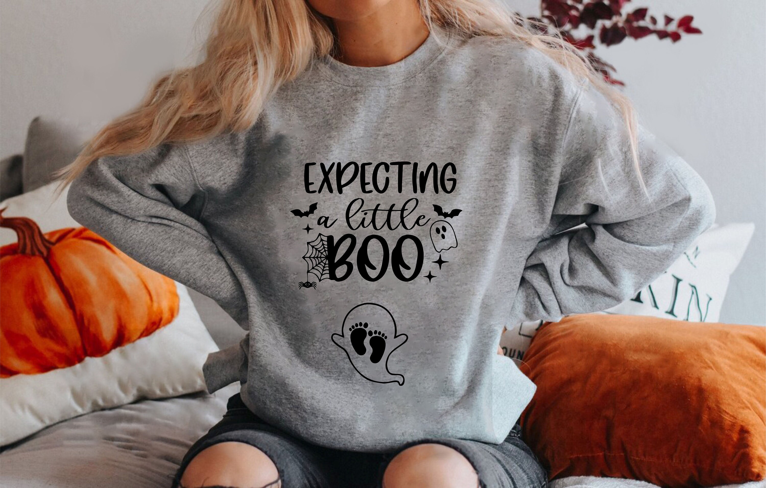 Discover Expecting A Little Boo Sweatshirt, Pregnant Woman Shirt, Pregnancy In October, Spooky Baby Coming, Pregnancy Halloween Sweater, Baby Reveal
