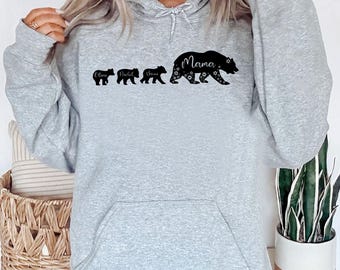 Mama Bear Hoodie, Custom Kids Names, Personalized Mama Bear Hoodie, Custom Mama Hoodie, Gift For Wife, Motherhood Clothes, Presents For Mom