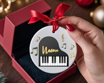 Christmas Piano Music Notes Ornament Personalized Ceramic Ornament Piano Teacher Music Lover Piano Gifts Xmas Music Teacher Musician Gifts