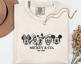 Disney Embroidery Mickey And Friends Comfort Colors Shirts Mickey Mouse Disney Characters Embroidered Disney Vacation Matching Group Shirts