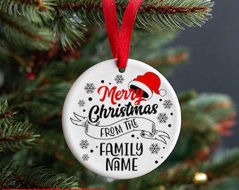 Custom Merry Christmas Family Ornament Personalized Family Christmas Ornaments Our First Christmas Custom Ornament Christmas Tree Ornaments