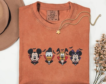 Disney Halloween Embroidery Shirt Mickey And Friends Comfort Colors Shirts Embroidered Disney Characters Spooky Season Disney Vacation Shirt