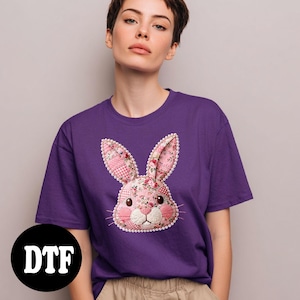 Easter Day Cute Bunny Shirt Patchwork Look Graphic Tees Easter Rabbit Kids Toddler Adult Shirt Preppy Easter Day Gifts Easter Bunny Tshirts