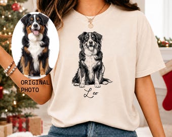 Personalized Pet Portrait Christmas Shirt Dog Mom Dog Lover Pet Lover Gift Christmas Pet Memorial Dog Memorial Dog Portrait Christmas Gift
