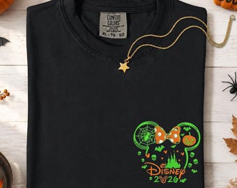 Embroidered Disney Halloween Tshirt Mickey Minnie Mouse Spooky Season Comfort Colors Embroidered Shirt Boo Crew Disney Vacation Couple Shirt