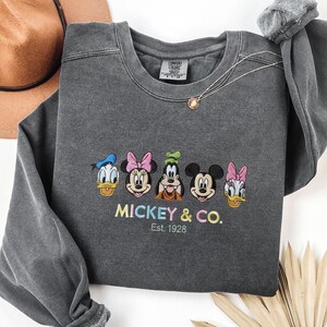 Mickey And Friends Embroidered Disney Sweatshirt Comfort Color Minnie Mickey Mouse Embroidery Sweatshirt Disney Vacation Embroidered Sweater image 10