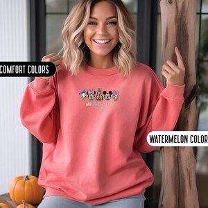 Mickey And Friends Embroidered Disney Sweatshirt Comfort Color Minnie Mickey Mouse Embroidery Sweatshirt Disney Vacation Embroidered Sweater image 6
