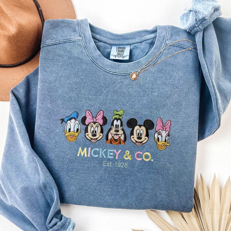 Mickey And Friends Embroidered Disney Sweatshirt Comfort Color Minnie Mickey Mouse Embroidery Sweatshirt Disney Vacation Embroidered Sweater image 14