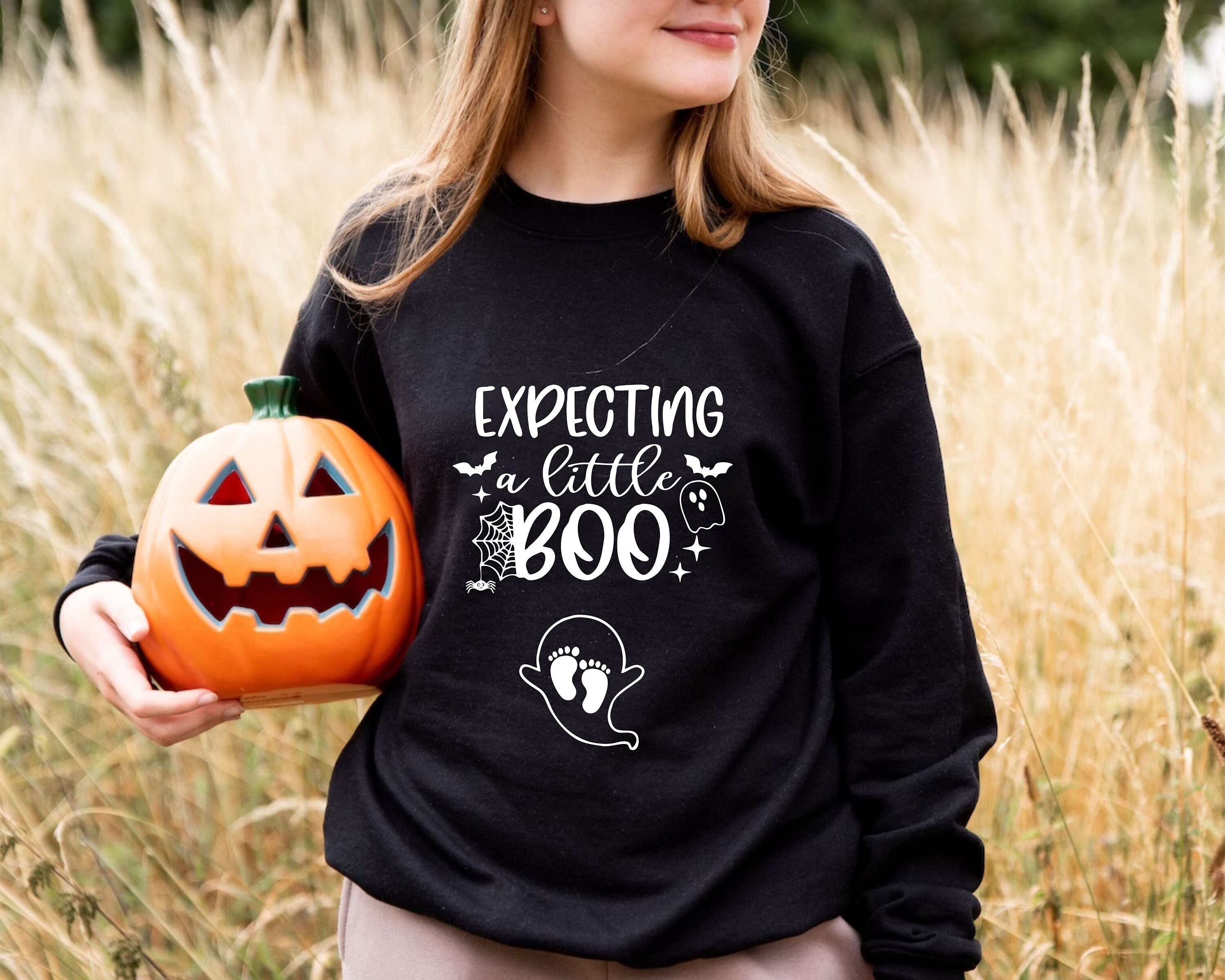 Discover Expecting A Little Boo Sweatshirt, Pregnant Woman Shirt, Pregnancy In October, Spooky Baby Coming, Pregnancy Halloween Sweater, Baby Reveal