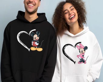 Matching Couple Disney Hoodies Mickey Mouse Minnie Mouse Hoodie Disney Vacation Gifts Wedding Anniversary Couple Hoodies Honeymooning Gifts