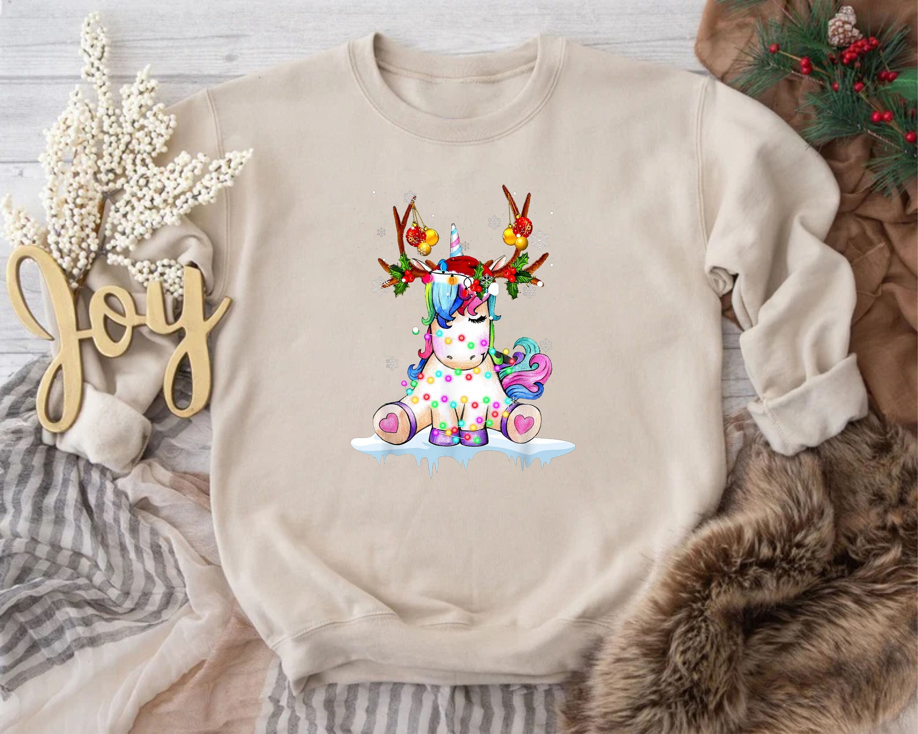 Unicorn christmas sweaters top