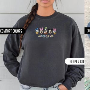 Mickey And Friends Embroidered Disney Sweatshirt Comfort Color Minnie Mickey Mouse Embroidery Sweatshirt Disney Vacation Embroidered Sweater image 11
