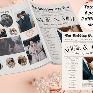 Wedding newspaper template, newspaper wedding program, newspaper, newspaper print, wedding