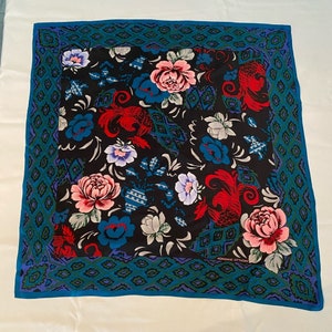 Stunningly Vibrant 1980s Adrienne Vittadini Silk Scarf