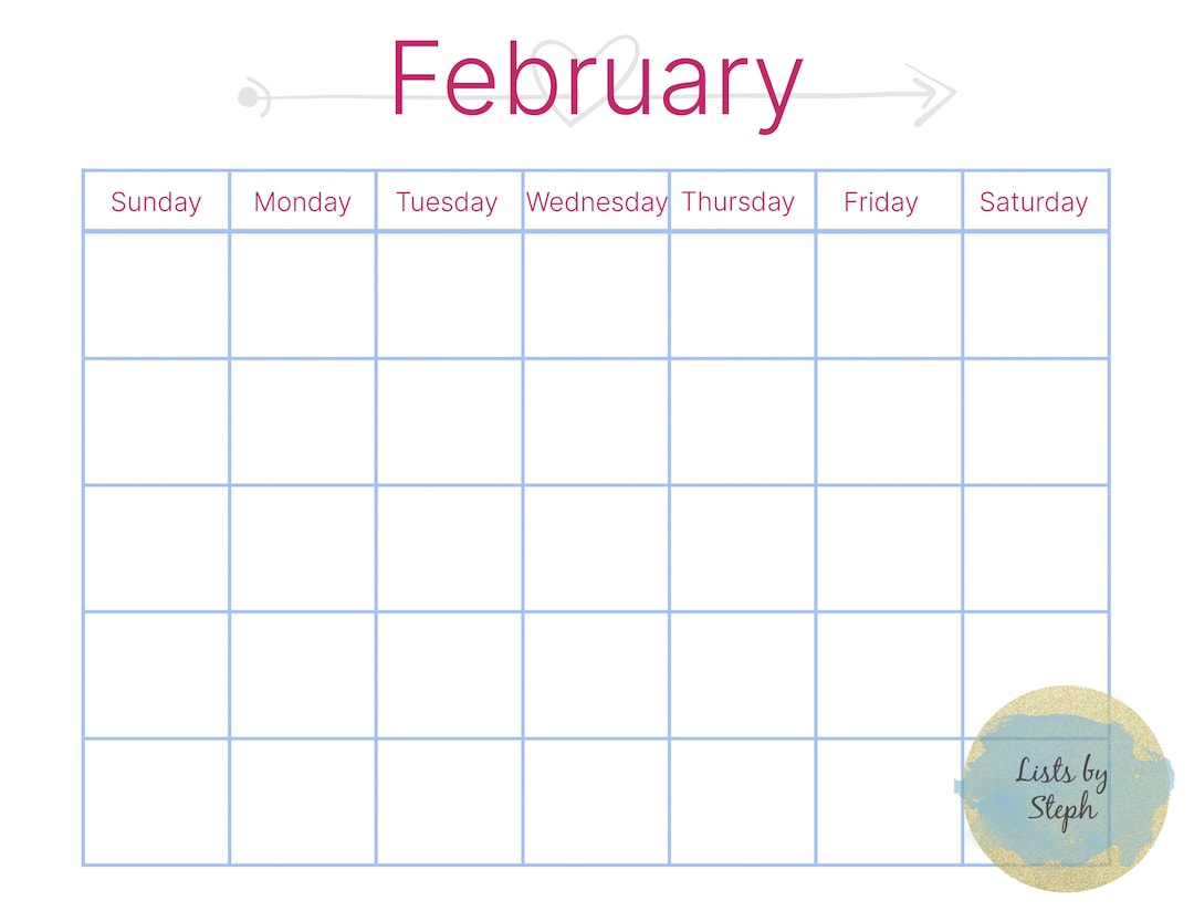 Blank Calendar Template - Etsy