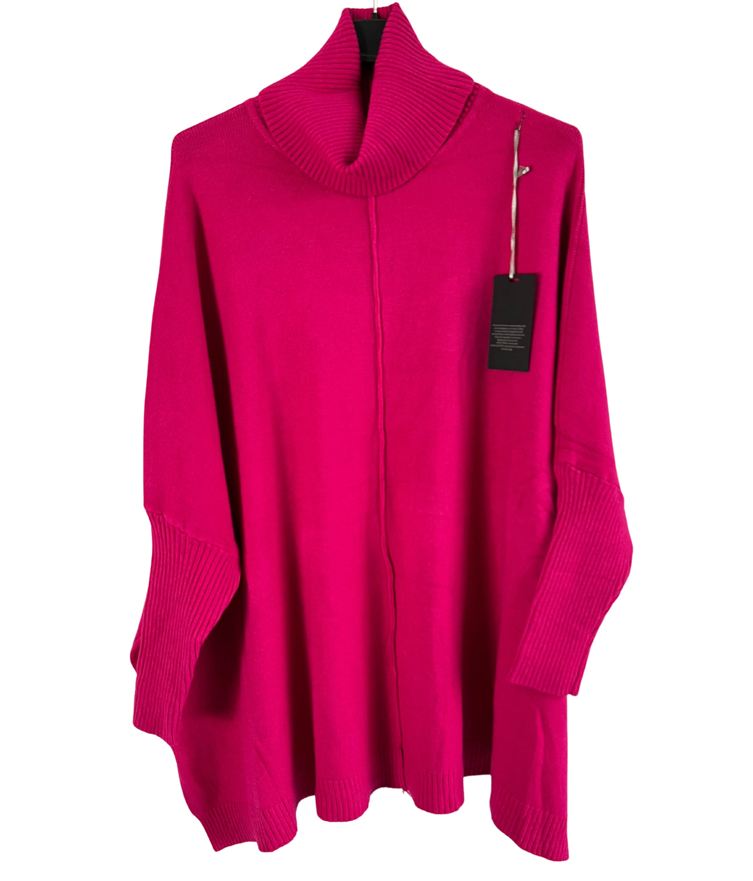 Oversized Knitted Cowl Neck Jumper With Front Seam Detail in