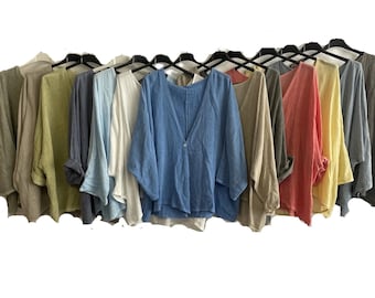 Womens Italian Overtop/ Cardigan Layering Linen One Button Long Sleeve Top