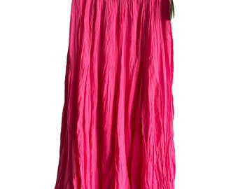 Summer Flare Design Maxi Skirt With Elasticated Waist In Fuchsia