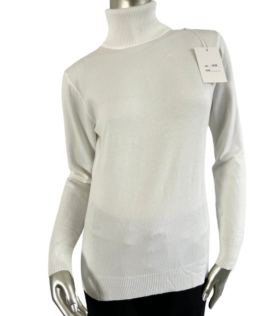 Lagenlook Lightweight Basic Polo Neck Sweater Jumper in White