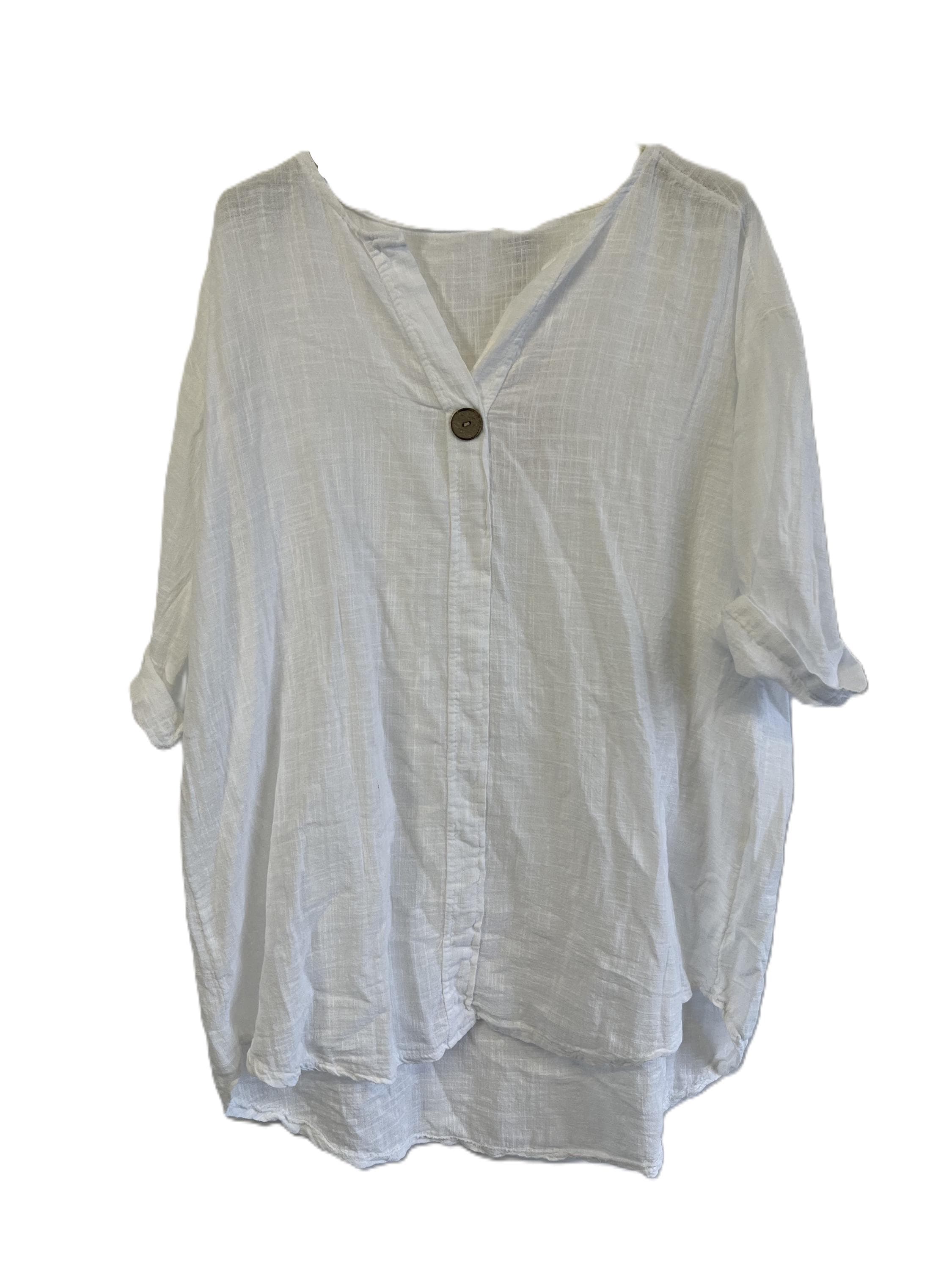 Oversized Linen Tab Sleeve Top main image 1