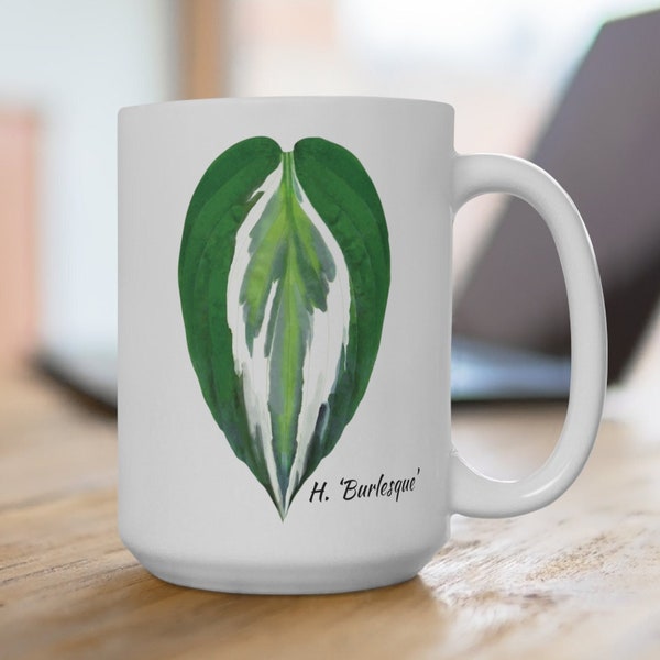 Hosta Leaf 15 oz mug - H. 'Burlesque'  |  garden inspired ceramic coffee cup