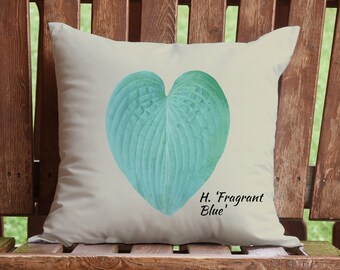 Hosta Leaf indoor/outdoor pillow - H. 'Fragrant Blue'