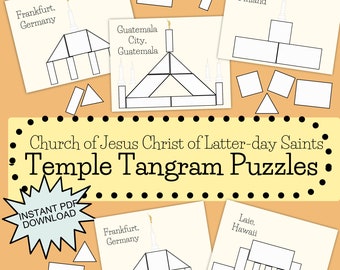 LDS Temple Tangram Puzzle, Quiet Sunday Games for Kids, General Conference Activities, Church of Jesus Christ of Latter-day Saints