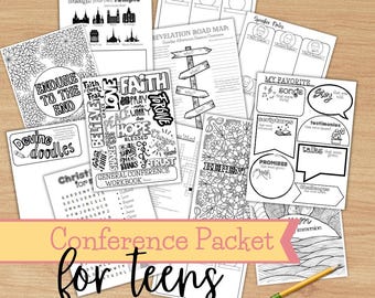 LDS General Conference Youth/Teens Activity Packet  – Printable Games, Coloring Pages, Church Quiet Time Activities, YW YM