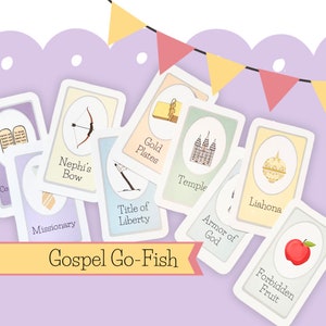 LDS Go Fish-Kartenspiel, Schriftkarten für Familienabend, Sonntagsschulspiel, Bibel und Buch Mormonenspiele