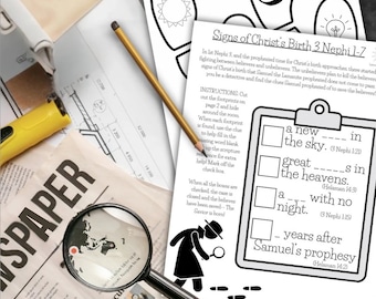 Signs of Christ&#39;s Birth Detective FHE Activity, Book of Mormon, Christmas Lesson - Church of Jesus Christ of Latter Day Saint Primary FHE