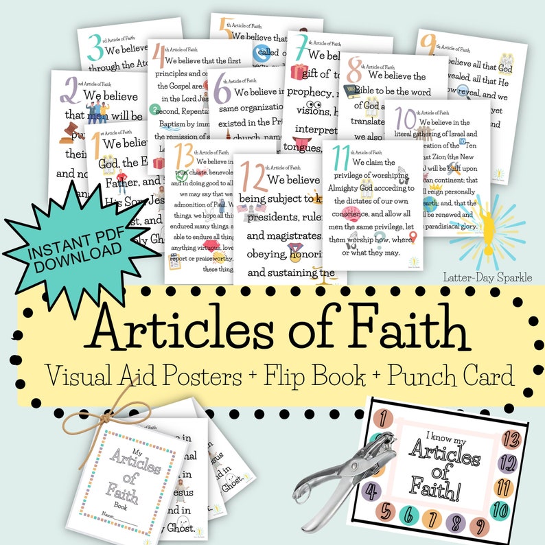 13 Articles of Faith Printable LDS Primary 2023 Visual Aid Etsy