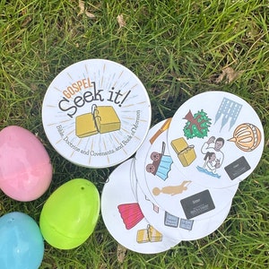 LDS Spot It, Seek it Card Game, Scripture themed cards for Family Home Evening, Bible and Book of Mormon Games, EASTER BASKET filler