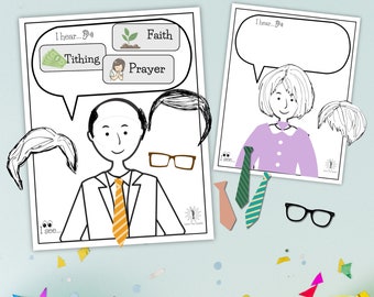 General Conference Paper Doll Activity, Digital Download printable Packet for Kids, Church of Jesus Christ of Latter-Day Saints
