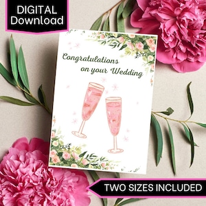 Rosa Blumenhochzeit Karte zum Ausdrucken // INSTANT DOWNLOAD