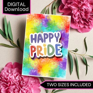 Happy Pride wenskaart, kleurrijk, LGBTQ+, Pride Month, gewoon omdat//INSTANT DOWNLOAD