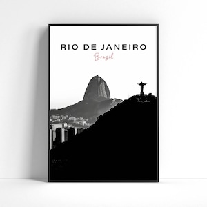 Rio de janeien Stadt Print, Schwarz - Weiß Reise Poster, Brasilien Wand Kunst, Geburtstagsgeschenk, Hochzeitsgeschenk, Reise Geschenk, Wohnkultur