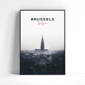 Brussels City Print, Black and White Travel Poster, Belgium Wall Art, Birthday Present, Wedding Gift, Travel Gift, Home Decor, Art Print