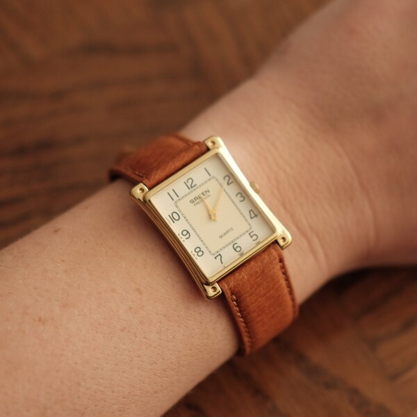 Vintage Rare Gold Gruen Women's Square Wristwatch