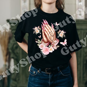 hands with pink rosary png