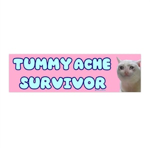Tummy Ache Survivor | Bumper Sticker AND Magnet | Funny Meme Sticker | Car Sticker | 8.7&#39;&#39; X 2.7&#39;&#39; | Waterproof Premium Quality