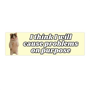 I Think I Will Cause Problems on Purpose | Bumper Sticker AND Magnet | Funny Meme Sticker | 8.7&#39;&#39; X 2.7&#39;&#39; | Waterproof Premium Quality
