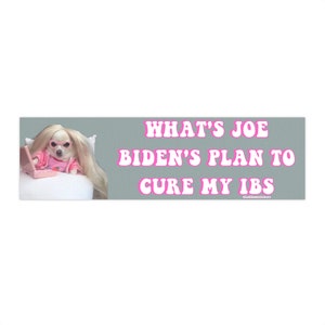 What's Joe Biden's Plan to Cure My IBS | Bumper Sticker AND Magnet | Funny Meme Sticker | 8.7'' X 2.7'' | Waterproof Premium Quality