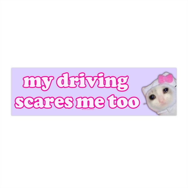 My driving scares me too | That Bumper Sticker AND Magnet | Funny Meme Sticker | 8.7'' X 2.7'' | Premium Quality Vinyl