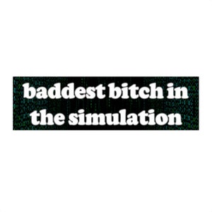 Baddest Bitch in the Simulation | Bumper Sticker AND Bumper Magnet | Funny Meme Sticker | 8.7&#39;&#39; X 2.7&#39;&#39; | Waterproof Premium Quality