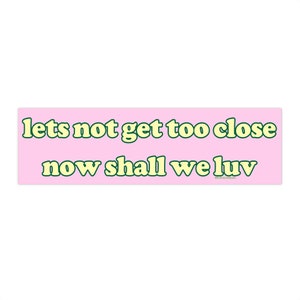 Let's Not Get too Close Now Shall we Luv | Bumper Sticker AND Magnet | Meme Sticker | 8.7'' X 2.7'' | Waterproof Premium Quality