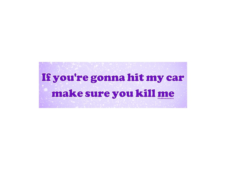 If You're Gonna Hit My Car Make Sure You Kill Me | Bumper Sticker AND Magnet | Meme Sticker | 8.7'' X 2.7'' | Waterproof Premium Quality image 3